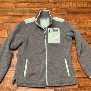 L.L.Bean Sweater Fleece Full-Zip Overlay Jacket, Small (Soft Spruce)